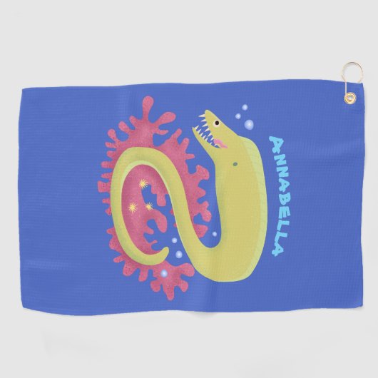 グリーンモレイウナギおもしろいアニメイラストレーション ゴルフタオル (横)