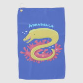 グリーンモレイウナギおもしろいアニメイラストレーション ゴルフタオル (正面)