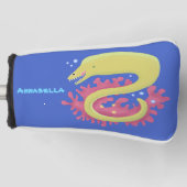 グリーンモレイウナギおもしろいアニメイラストレーション ゴルフヘッドカバー (正面)