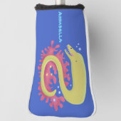 グリーンモレイウナギおもしろいアニメイラストレーション ゴルフヘッドカバー (回転90)