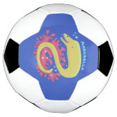 グリーンモレイウナギおもしろいアニメイラストレーション サッカーボール (回転)