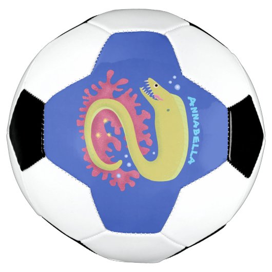 グリーンモレイウナギおもしろいアニメイラストレーション サッカーボール (回転)