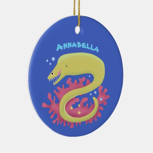 グリーンモレイウナギおもしろいアニメイラストレーション セラミックオーナメント (右)