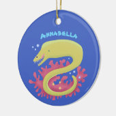 グリーンモレイウナギおもしろいアニメイラストレーション セラミックオーナメント (左)