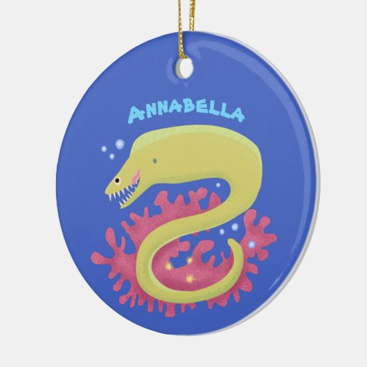 グリーンモレイウナギおもしろいアニメイラストレーション セラミックオーナメント (左)