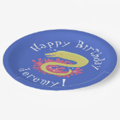 グリーンモレイウナギおもしろいアニメイラストレーション ペーパープレート (アングル)