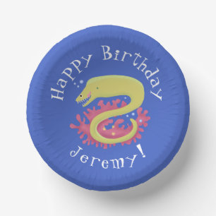 グリーンモレイウナギおもしろいアニメイラストレーション ペーパーボウル