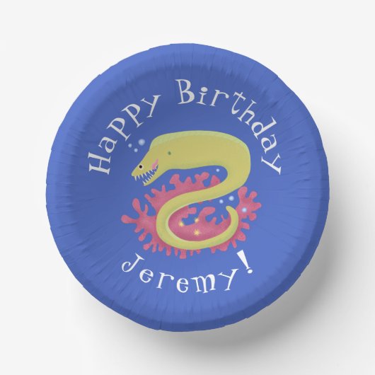 グリーンモレイウナギおもしろいアニメイラストレーション ペーパーボウル (正面)