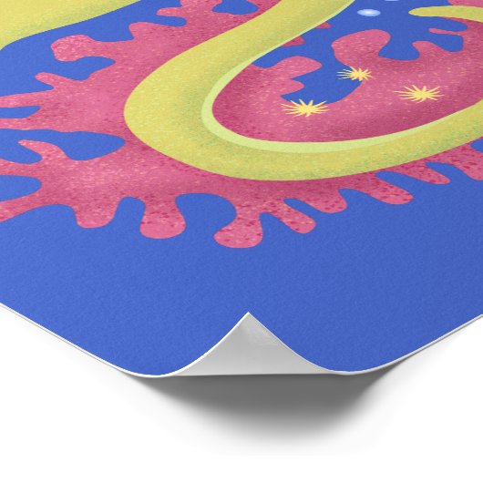 グリーンモレイウナギおもしろいアニメイラストレーション ポスター (角)