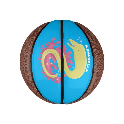 グリーンモレイウナギおもしろいアニメイラストレーション ミニバスケットボール (縦)