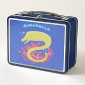 グリーンモレイウナギおもしろいアニメイラストレーション メタルランチボックス (正面)