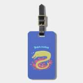 グリーンモレイウナギおもしろいアニメイラストレーション ラゲッジタグ (正面縦)