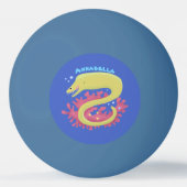 グリーンモレイウナギおもしろいアニメイラストレーション 卓球ボール (正面)