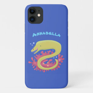グリーンモレイウナギおもしろいアニメイラストレーション iPhone 11 ケース