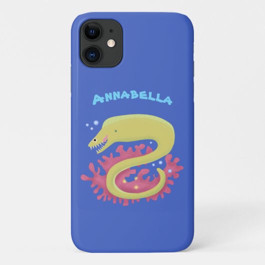 グリーンモレイウナギおもしろいアニメイラストレーション Case-Mate iPhoneケース (裏面)