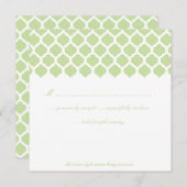 グリーンモロッコパターンウェディングパーティーRSVPカード 招待状 (正面/裏面)