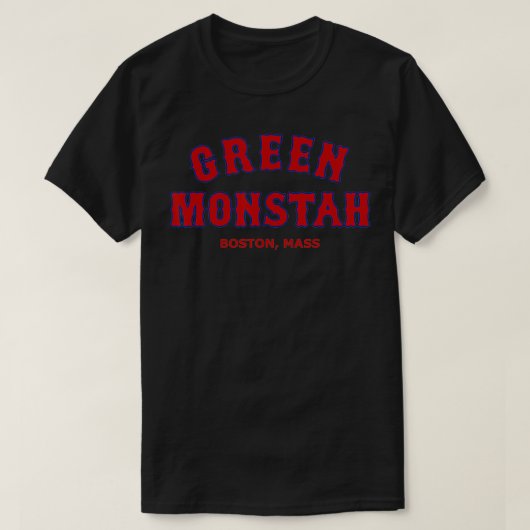 グリーンモンスタおもしろいーボストンマスニューイングランド Tシャツ (デザイン正面)