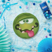 グリーンモンスターの顔 ペーパープレート (パーティー)