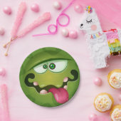 グリーンモンスターの顔 ペーパープレート (パーティー)