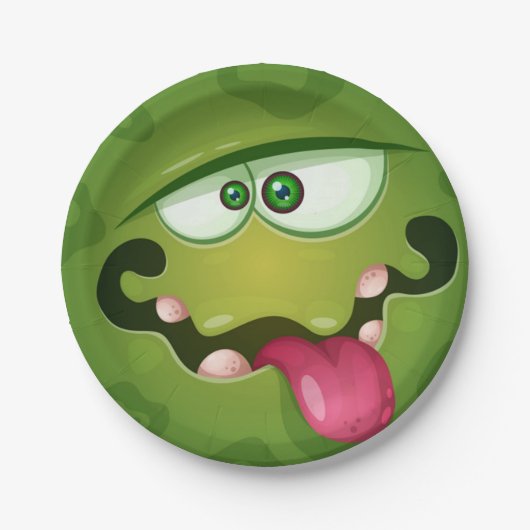 グリーンモンスターの顔 ペーパープレート (正面)