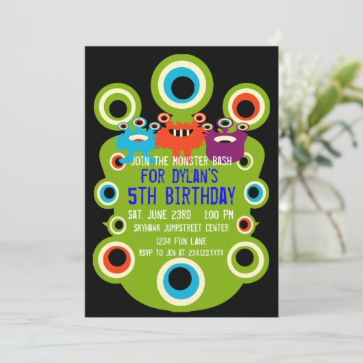 グリーンモンスターアイズバースデーパーティ招待状 招待状 (スタンド正面)