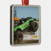 グリーンモンスタートラックが動いている メタルオーナメント (右)