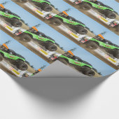 グリーンモンスタートラックが動いている ラッピングペーパー (角)