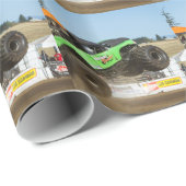 グリーンモンスタートラックが動いている ラッピングペーパー (ロールコーナー)