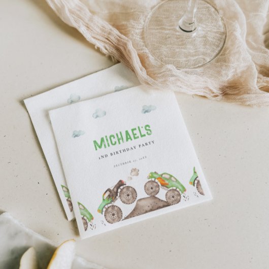 グリーンモンスタートラックジャム誕生日 スタンダードランチョンナプキン