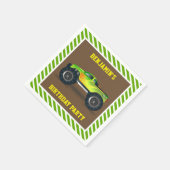 グリーンモンスタートラック子供の誕生日パーティー紙 スタンダードカクテルナプキン (角)