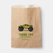 グリーンモンスタートラック子供の誕生日パーティー フェイバーバッグ (正面)