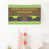 グリーンモンスタートラック子供の誕生日パーティー 横断幕 (インサイチュ)