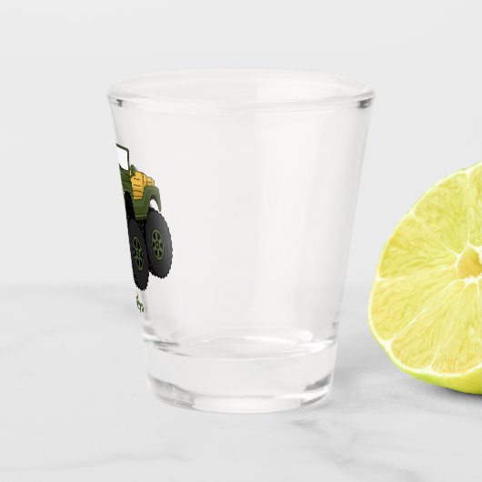 グリーンモンスタートラック漫画イラストレーション ショットグラス (右)