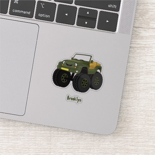 グリーンモンスタートラック漫画イラストレーション シール (詳細)