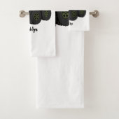 グリーンモンスタートラック漫画イラストレーション バスタオルセット (インサイチュ)