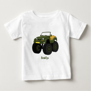 グリーンモンスタートラック漫画イラストレーション ベビーTシャツ