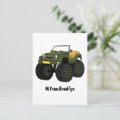 グリーンモンスタートラック漫画イラストレーション ポストカード (スタンド正面)