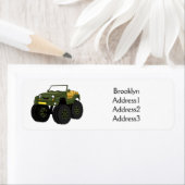 グリーンモンスタートラック漫画イラストレーション ラベル (インサイチュ)