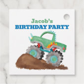 グリーンモンスタートラック誕生日パーティー水色 フェイバータグ (裏面)