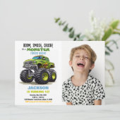 グリーンモンスタートラック誕生日招待状写真 招待状 (スタンド正面)