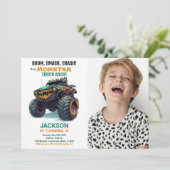 グリーンモンスタートラック誕生日招待状写真 招待状 (スタンド正面)