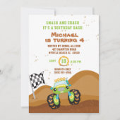 グリーンモンスタートラック 4歳の誕生日レース 招待状 (正面)