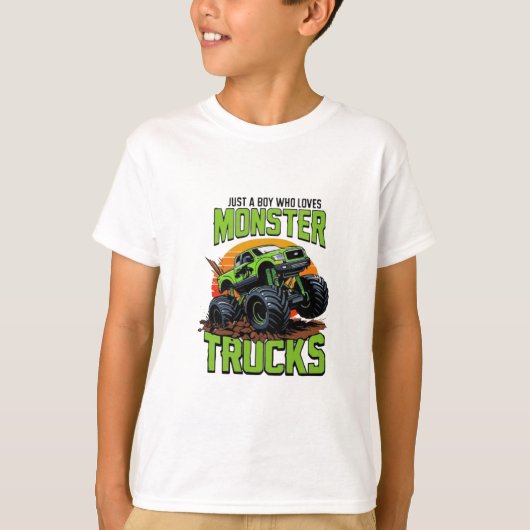 グリーンモンスタートラックTシャツデザイン Tシャツ (正面)