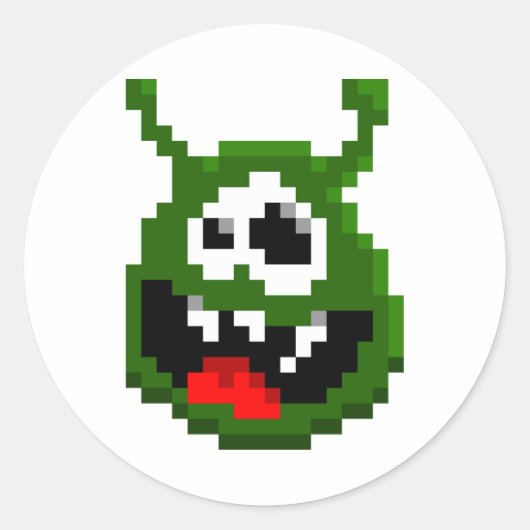 グリーンモンスターピクセルアート ラウンドシール (正面)