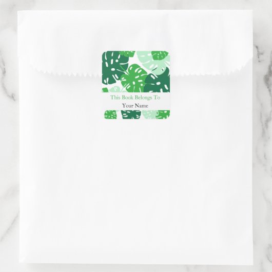 グリーンモンスターリーフパターン蔵書票 スクエアシール (バッグ)