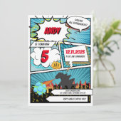 グリーンモンスター漫画スーパーヒーロー誕生日招待状 招待状 (スタンド正面)