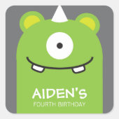 グリーンモンスター誕生日シール スクエアシール (正面)