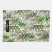 グリーンモンステラパームシェフモノグラムの キッチンタオル (横)