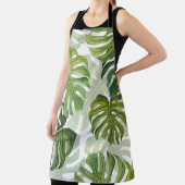 グリーンモンステラ熱帯水色 エプロン (インサイチュ)