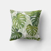 グリーンモンステラ熱帯水色 クッション (裏面)